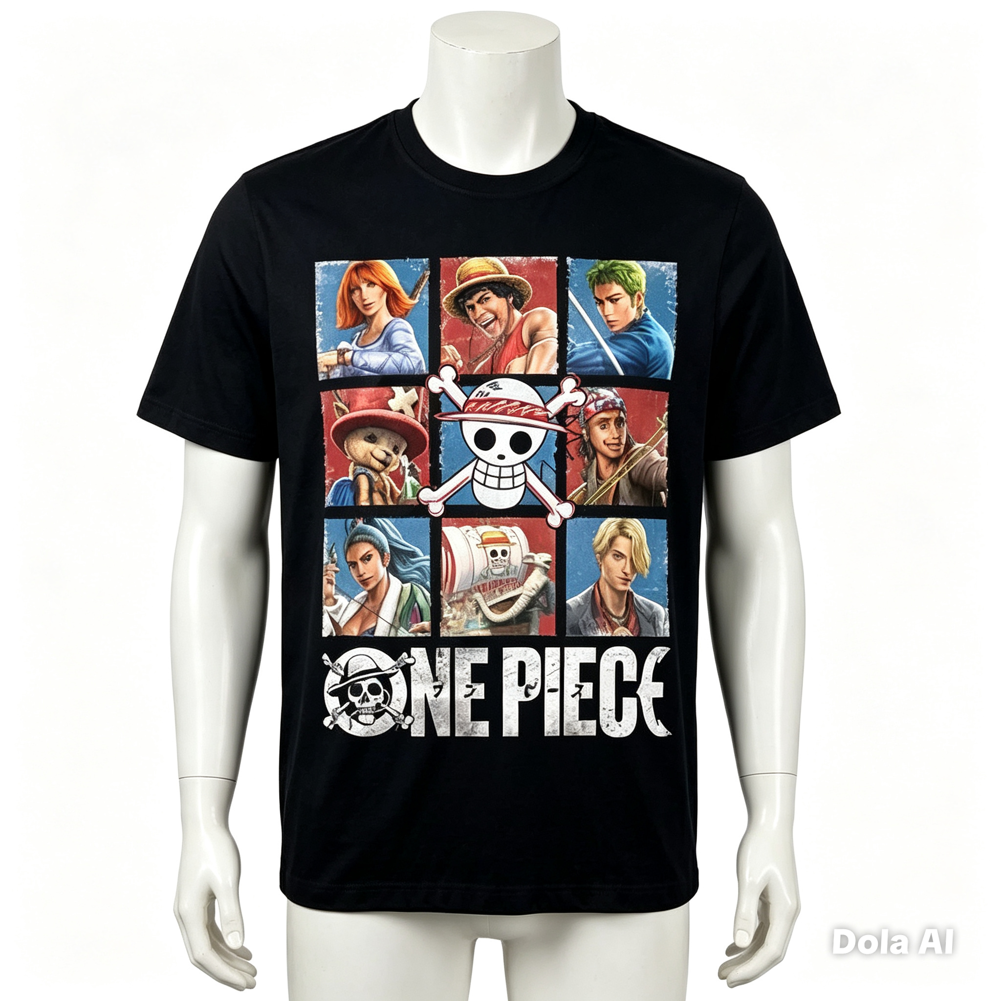 One Piece Straw Hat Pirates Graphic T-Shirt – Black Anime Tee - Official Licensed