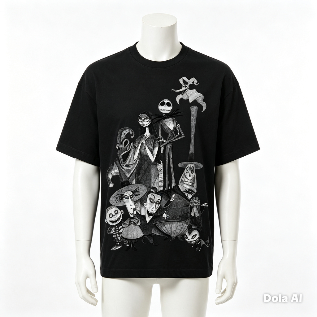Disney The Nightmare Before Christmas Tonal Sketch T-Shirt - Official Licensed