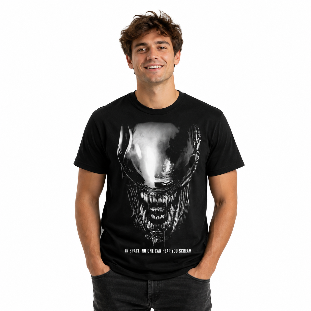 Alien Xenomorph "In Space No One Can Hear You Scream" Graphic T-Shirt Official Licensed –
