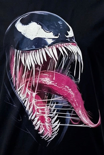 Marvel Venom Tongue Graphic T-Shirt – Black Superhero Tee - Official Licensed
