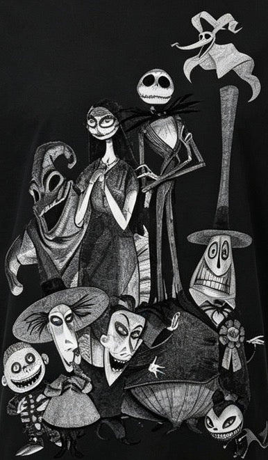 Disney The Nightmare Before Christmas Tonal Sketch T-Shirt - Official Licensed