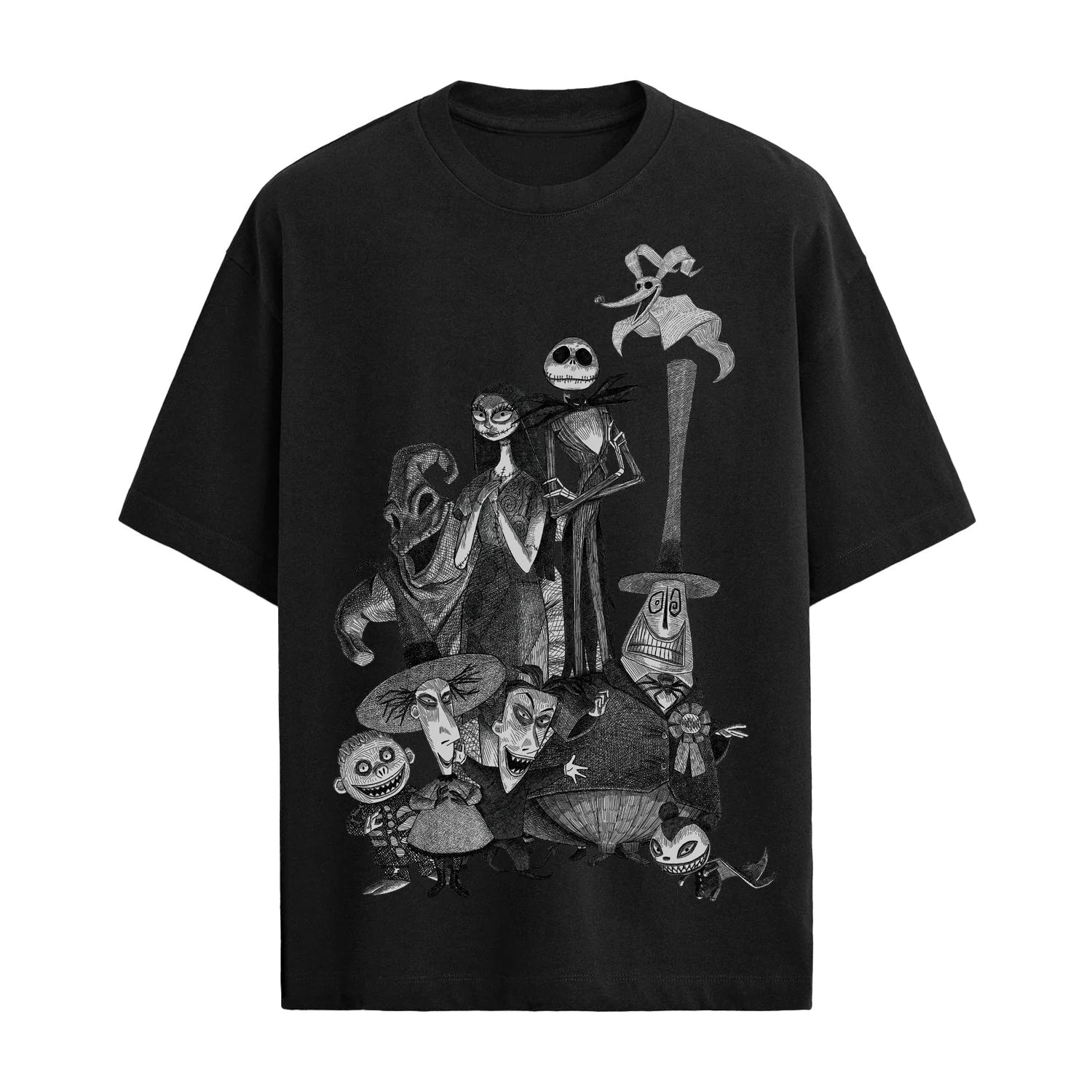 Disney The Nightmare Before Christmas Tonal Sketch T-Shirt - Official Licensed