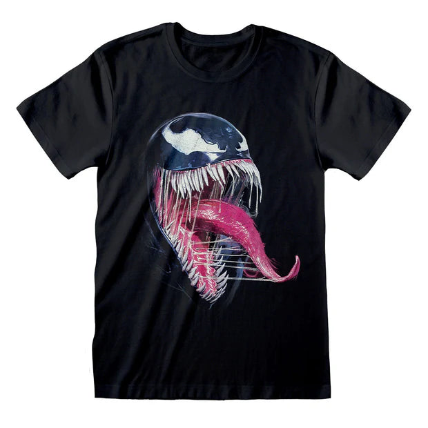 Marvel Venom Tongue Graphic T-Shirt – Black Superhero Tee - Official Licensed